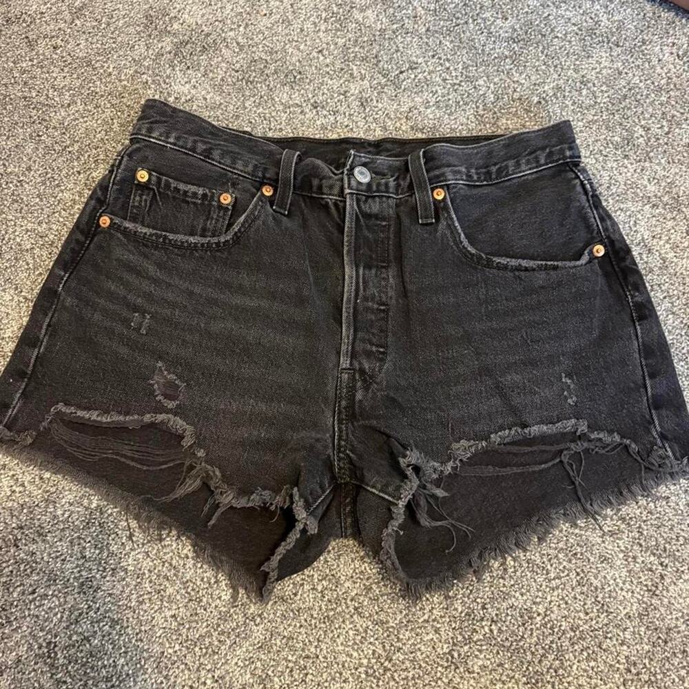 Levis 501 black denim shorts